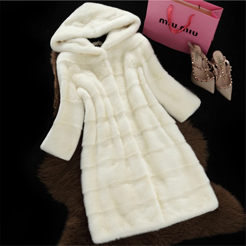 2018 Autumn Winter New Women High Imitation Mink Faux Fur Coats High Quality Coat Temperaments Long Sleeve Parkas Jacket HJB272