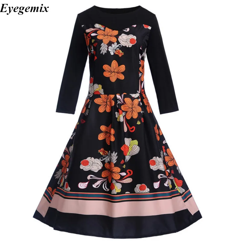 Aliexpress.com : Buy 2018 Floral Print Autumn Winter Dress Women ...