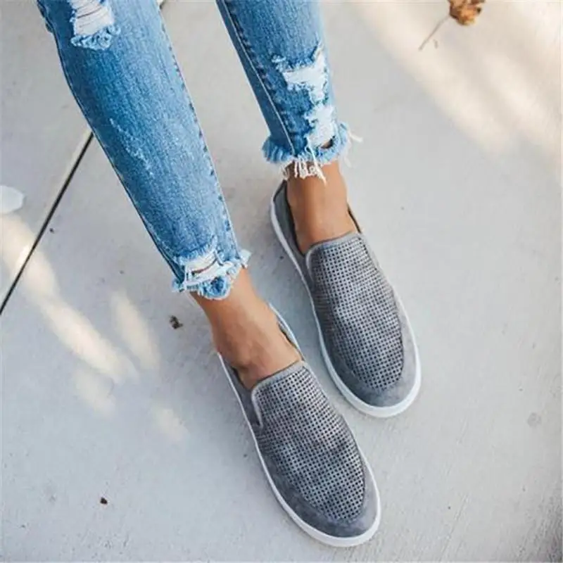 

MoneRffi Women Slip On Sneakers Shallow Loafers Spring Vulcanized Shoes Breathable Hollow Out Female Casual Flats Ladies Shoes