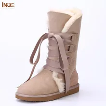 Новинка; Модные женские зимние ботинки на шнуровке; ботинки из натуральной овечьей кожи; Натуральная шерсть; зимняя женская обувь на меху;