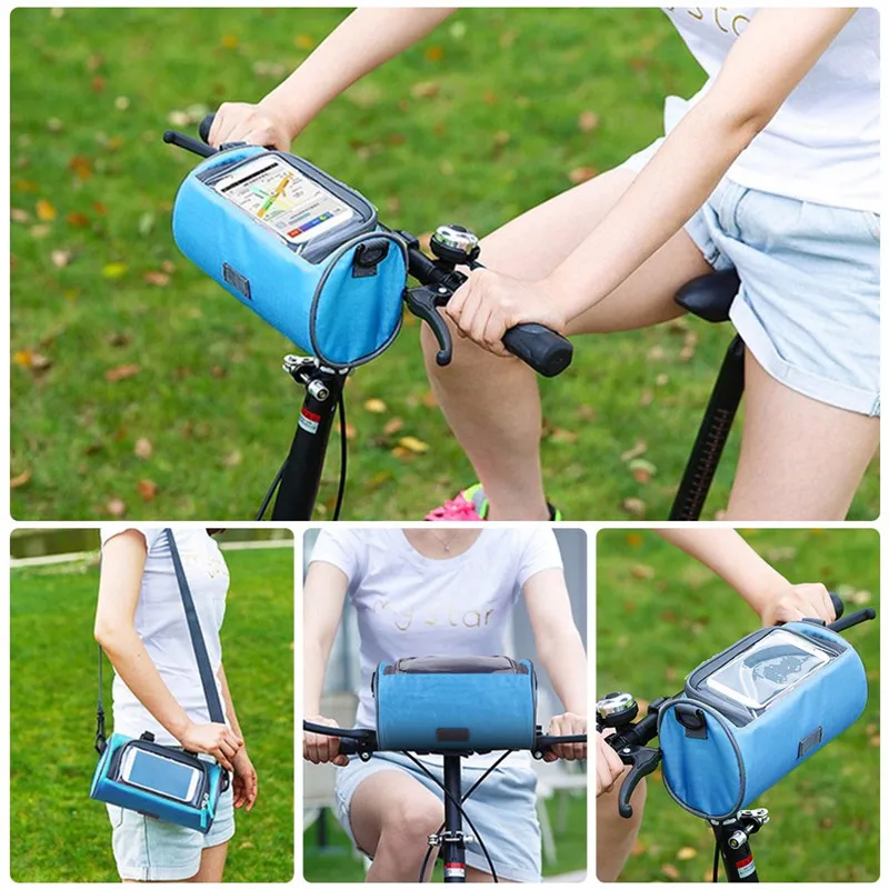 Bicycle Front Tube Bag Waterproof Touch Screen Phone Pouch Waist Shoulder Pack Mountain Bike Front Frame Bag01