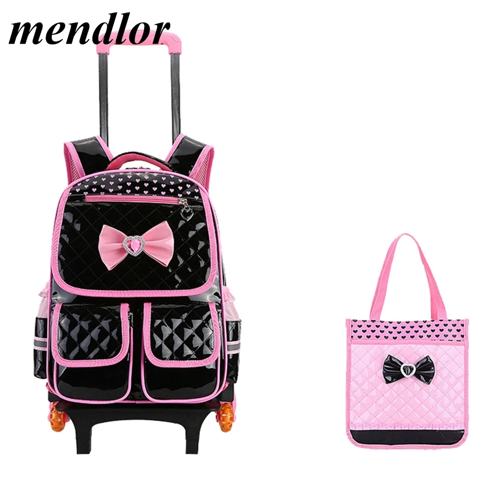 

Sweet Style Girls Schoolbags Children 6 wheels Trolley Backpack Detachable Kids Rolling Bookbag Travel Luggage Mochila Infantil