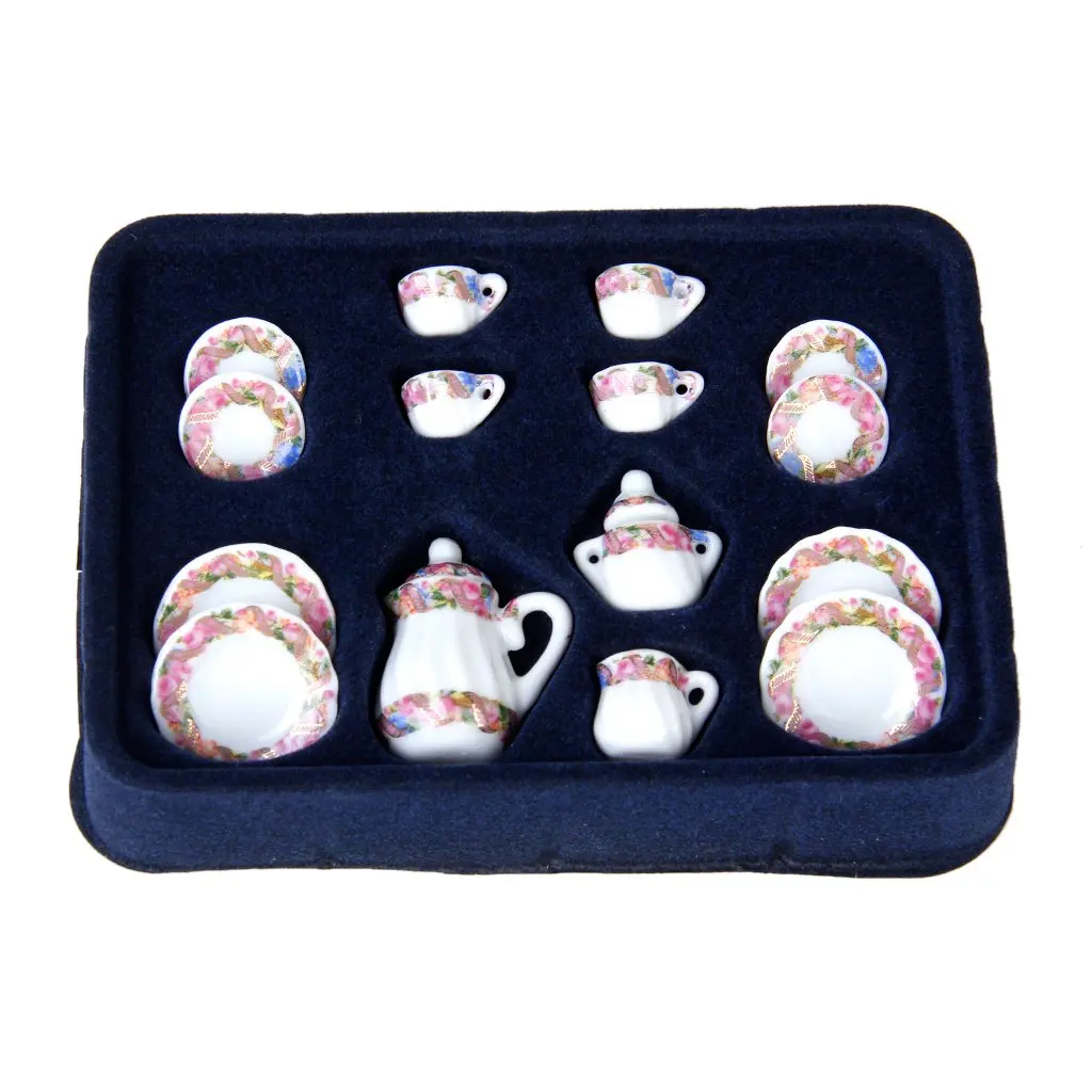 15 قطعة دمية منزل مصغرة الخزف طقم شاي طبق + كوب + لوحة-الملونة الزهور طباعة البسيطة Pletend اللعب اللعب للأطفال 15 قطعة دمية منزل مصغرة الخزف طقم شاي طبق + كوب + لوحة-الملونة الزهور طباعة البسيطة Pletend اللعب اللعب للأطفال