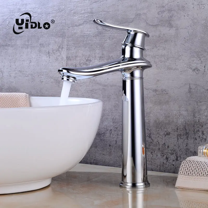 

Simple Full Copper Cold&Hot High Water Table Faucet Single Hole Single Hole Contemporary Bathroom Ceramic Spool Basin Faucet