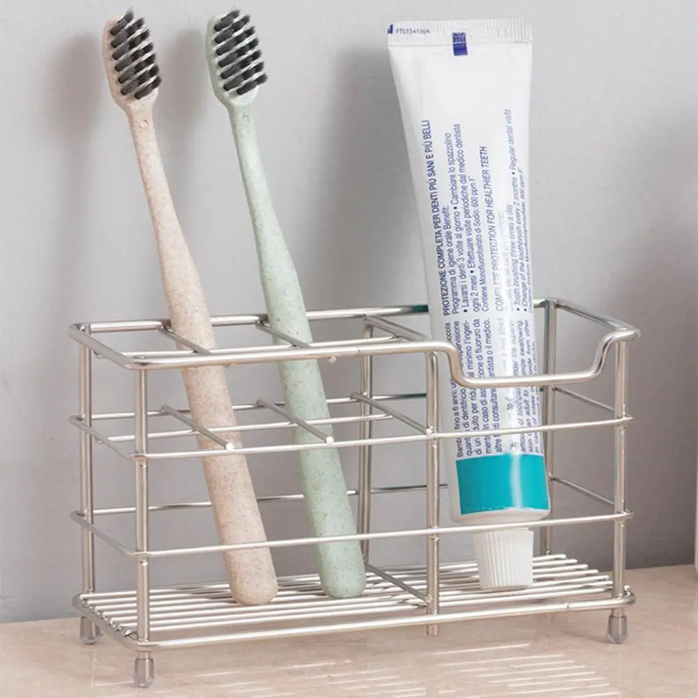 

Stainless Steel Bathroom Toothbrush Toothpaste Dispense Holder Organizer
