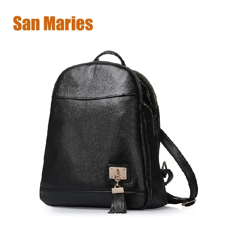 

San Maries New Arriaval School Backpack 2sizes Lovers Backpack Unisex Real Cow Leather Backpack Travel Bags Teenagers Mochila