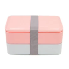 Портативный Пластиковые PP студент Bento Box с крышкой 2 слоя "Ланч-бокс" контейнер для хранения еды посуда для пикников Отдых Путешествия