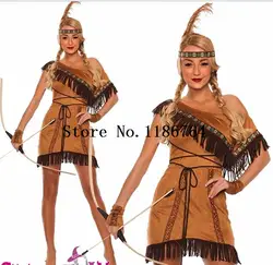 Хит продаж Женский ролевая фантазии взрослого пикантные Модные женские Хэллоуин Карнавальная одежда платье индийский костюм карнавал