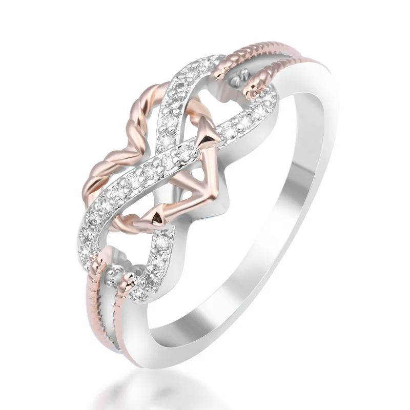 Женский модный узор любовь в форме сердца Кристалл Циркон кольцо Свадебная церемония кольцо ювелирные изделия