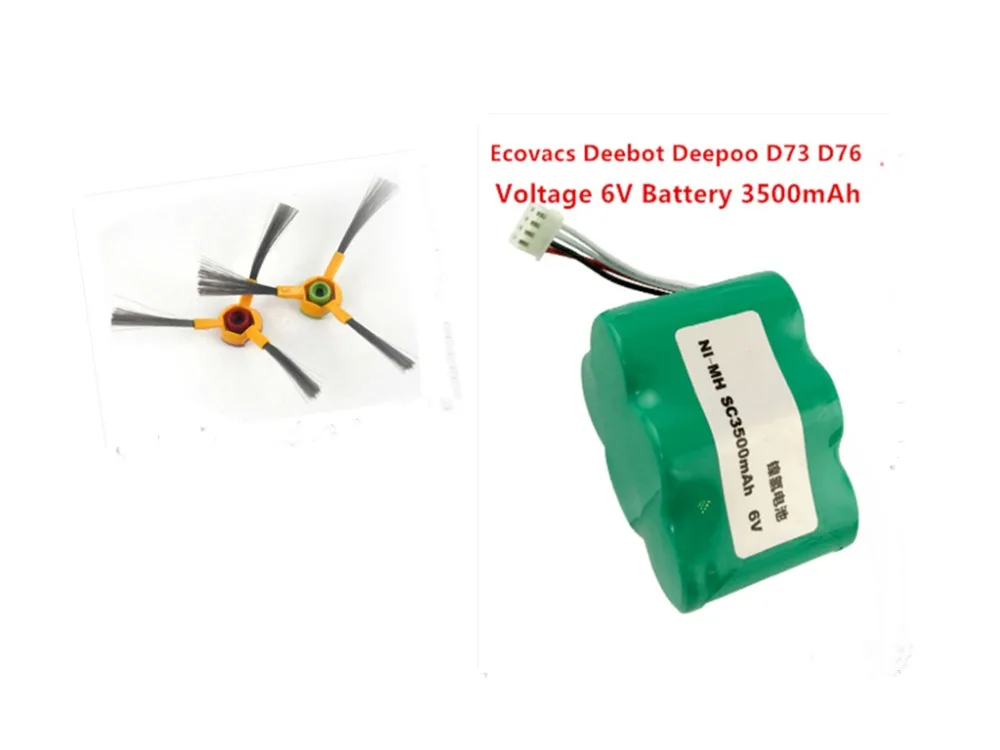 

2 Pieces/lot Ecovacs deebot Cleaner Battery,3500mAh 6V Battery for for Ecovacs Deebot Deepoo D73 D76 With Free Side brush