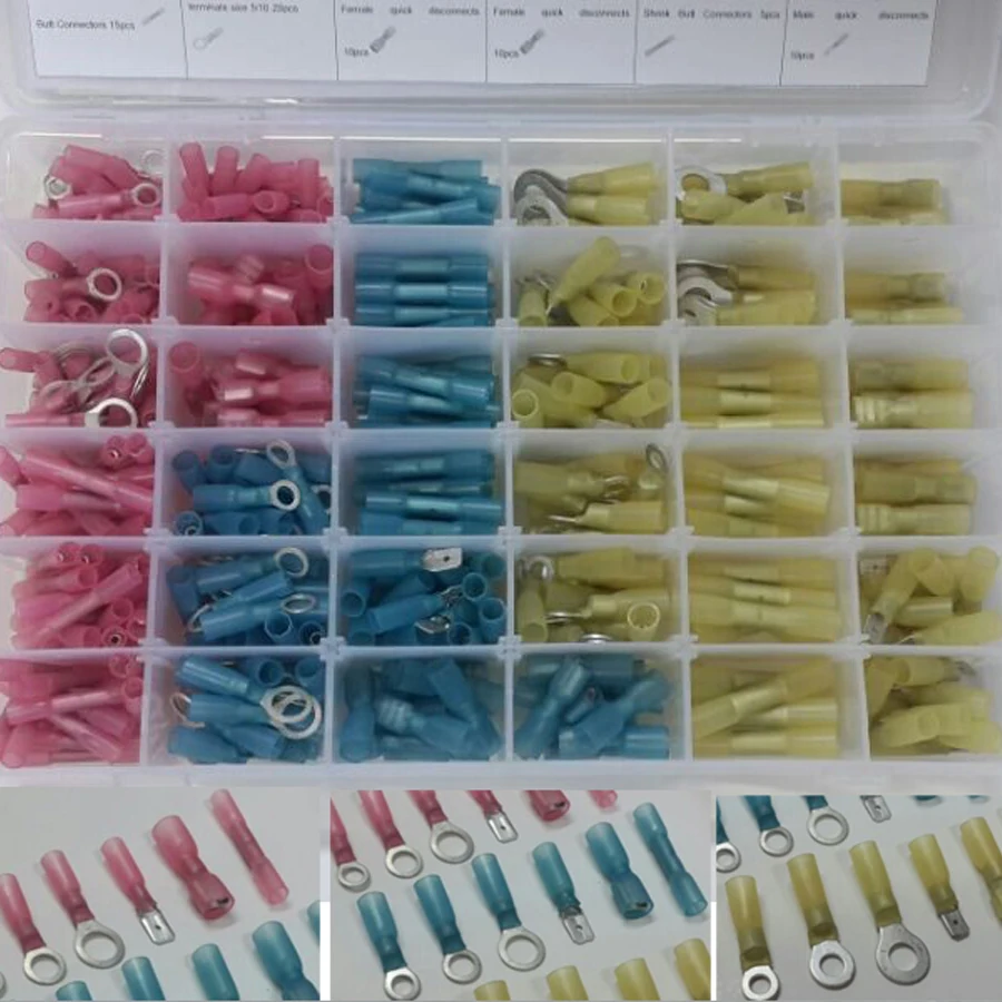 

400 PCS Heat Shrink Wire Connectors Assortments Automative Marine Kit