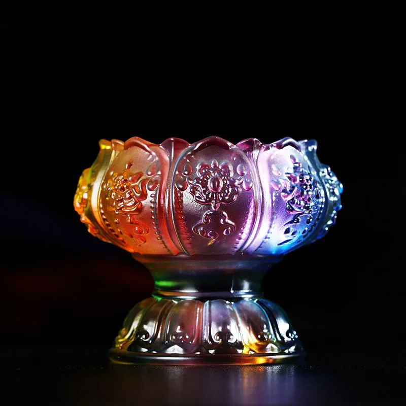 

6cm Resin/Plastic Colorful Eight Auspicious Butter lamp Base ,Temple/Home Tibetan Buddhist Decorative Instrument