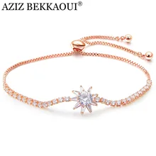 Азиза BEKKAOUI Мода розовое золото Цвет цветок Браслеты классический Дамская Кристалл Браслеты Для женщин браслет подарок ювелирных изделий