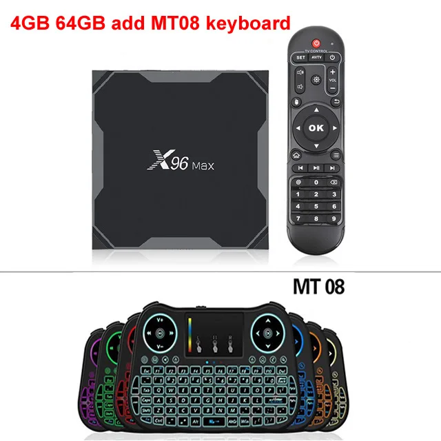 Подлинная X96 MAX Smart tv Box Amlogic S905X2 Android 9,0 LPDDR4 4 Гб ОЗУ 64 Гб ПЗУ 2,4G/5G двойной wifi 1000M Lan BT 4K медиаплеер - Цвет: 4GB 64GB and MT08