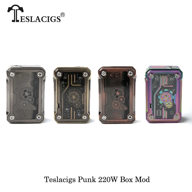 

Electronic Cigarettes Original TESLACIGS Tesla Punk 220W Box Mod TC TCR VW VV Mode Powered by dual 18650 Battery Vape Vaporizer