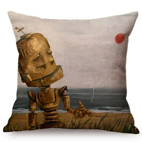 Cute Cartoon Robot Funny Cosplay Home Decoration Throw Pillow Case Kindergarten Children Like Car Sofa Chair Linen Cushion Cover M092-6