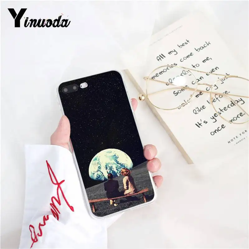 Yinuoda Vintage Trippy Art Books Aesthetic Soft Silicone Phone Case for iPhone X XS MAX  6 6s 7 7plus 8 8Plus 5 5S SE XR 10