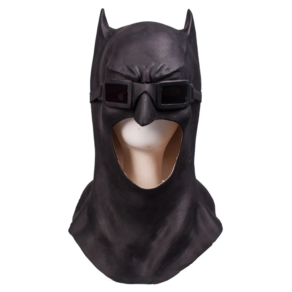 Full Head Batman Dark knight Bruce Wayne Superhero Latex Black Cosplay Props Mask Eyeglasses Party Halloween (2)