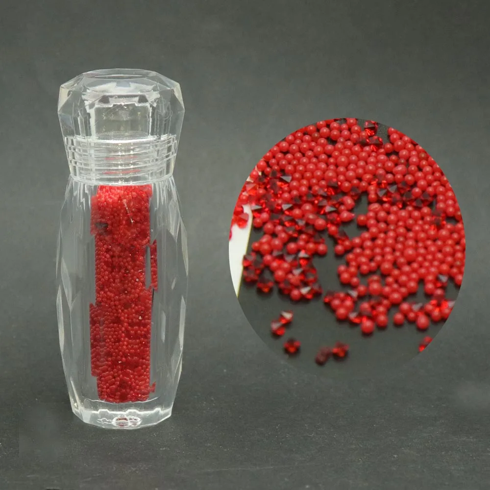 1 бутылка мини-икра бусины Кристалл крошечные стразы стекло микро-шарик для ногтей DIY Красочные 3D Блеск ногтей украшения - Цвет: Бежевый