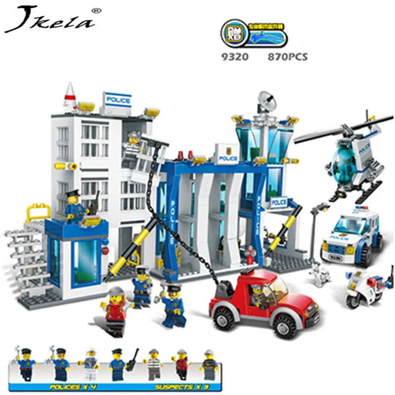 

[New] Police station building model sets blocks Playmobil helicopter diy bricks developing toys compatibility My Style police