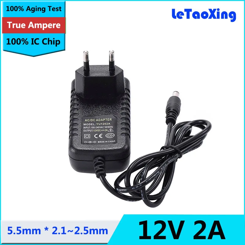 AC 100-240V к DC 12V 2A адаптер питания Трансформатор штепсельная вилка ЕС для 3528 5050 5360