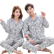 Длинные штаны+ топы с длинными рукавами Пара пижамные комплекты, одежда для сна из хлопка, плюс Размеры M-3XL пижамы с узором любителей Весенняя Пижама 2 шт./компл