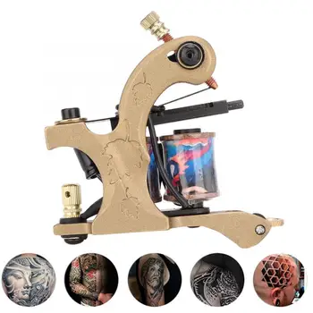 

Professional Tattoo Pen Machine 10 Wrap Coils Powerful Gold Liner Tattoo Machine