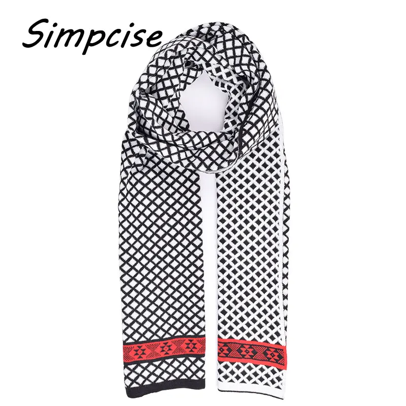 Winter Knitted Scarf Man Hot Sale Unilateral Plaid Knit Scarves Men Charm Warm Scarf Shawls Gift A3A18940