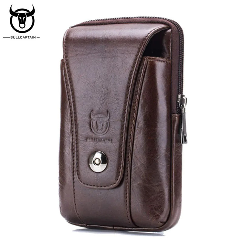 

BULLCAPTAIN Men Genuine Leather famous brand Fanny Waist Bag Belt Cell Mobile Phone Case Cigarette Key Case wallet