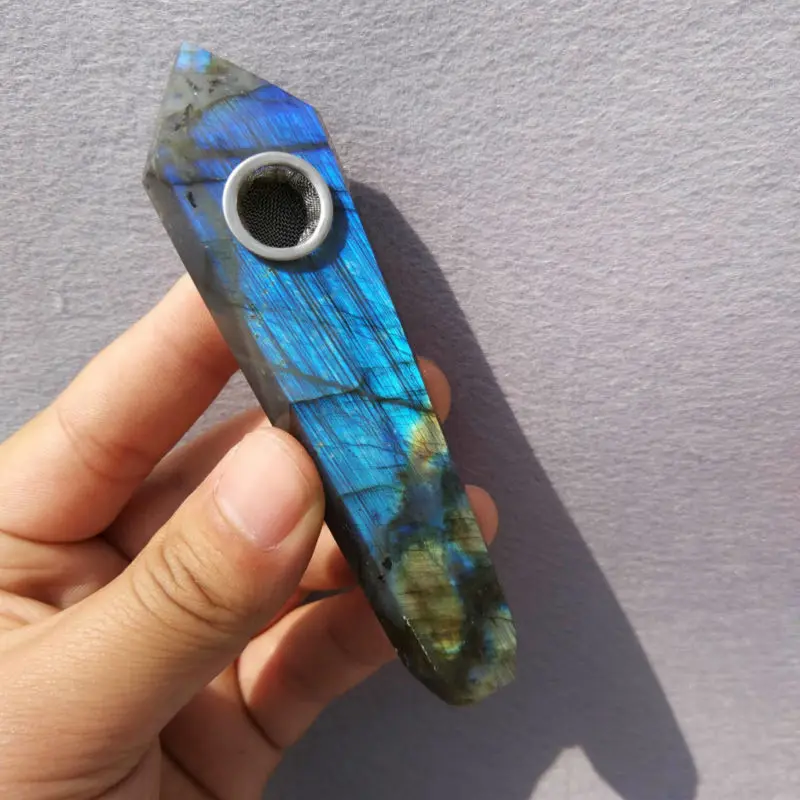 LICUN Natural Crystal &gemstone pipe smoking weed with carb hole for