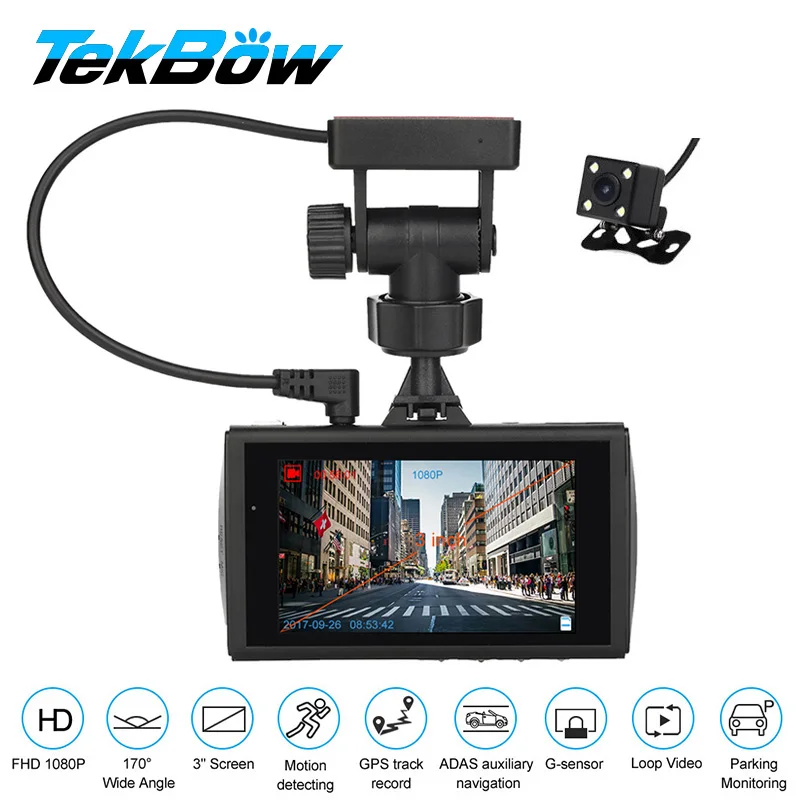Koop Tekbow 3 #039; #039;Dual Lens Auto DVR Dash Cam FHD 1080 p Video Recorder Camera Voertuig Spiegel Video Griffier voor auto Nachtzicht G Sen