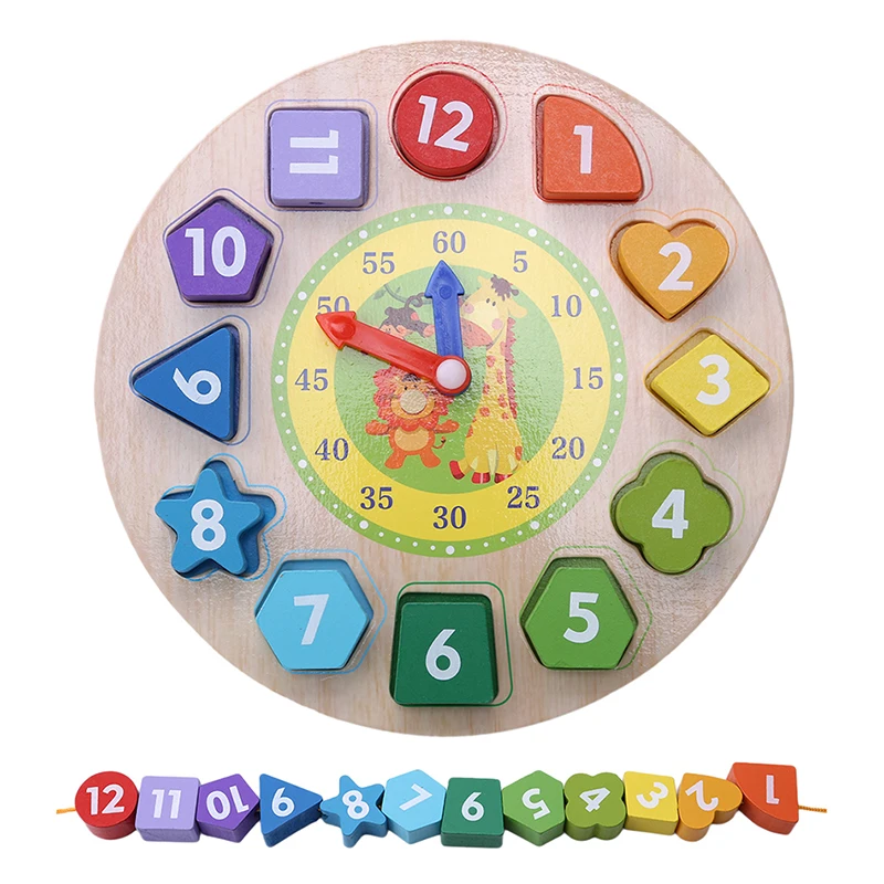 Детские 12 цифр деревянные игрушки головоломка цифровые геометрические часы деревянные блоки, игрушки развивающие игрушки brinquedos menino деревянные игрушки