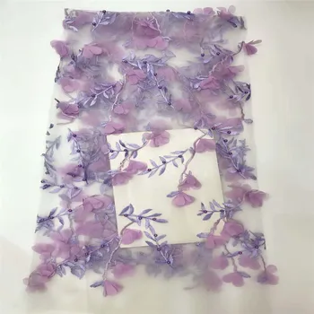 

Beaded Appliqued Lace Fabric High Quality Latest African lace 2018 noble Handmade 3D lace fabric for Nigerian Party HJ648-1