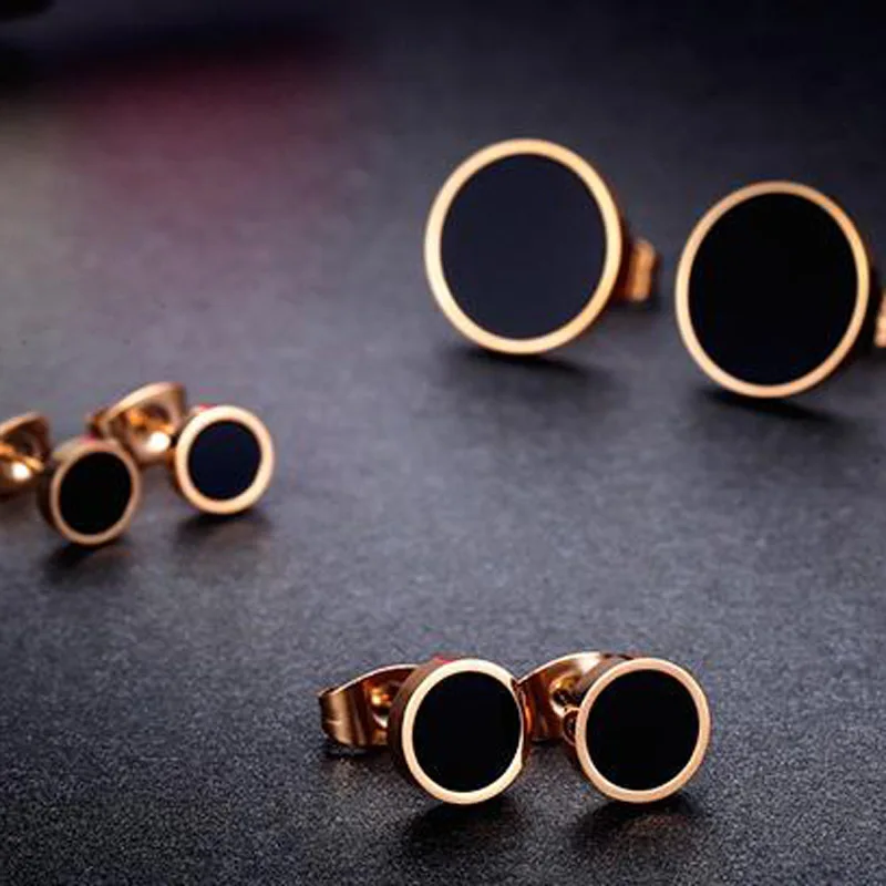 Popular 6mm Rose Gold Color Round Shape Stud Earring Discount Wholesale Stainless Steel Material Earring Jewelry For Men (6)