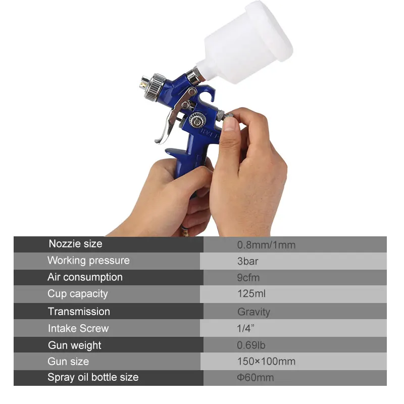 FIVEPEARS H-2000 HVLP распылитель 0,8 мм сопло профессиональные мини воздушные краскопульты Аэрограф для окрашивания автомобиля аэрограф