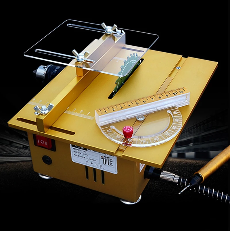 

Precision Mini Table Saw Handmade Woodworking Bench Saw DIY Model Saw Cutting Saw Machinery Machine DC 24V 7200RPM Metal Frame