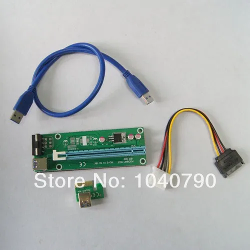 10 шт./лот PCI E Express 1X to 16X Riser Card + USB 3 0 удлинитель с блоком питания для биткоина litecoin