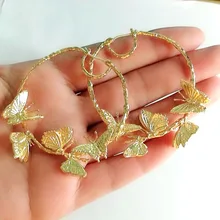 CSxjd Роскошные серьги ювелирные изделия золотой цвет лист круг серьги бабочка серьги в виде больших кругов