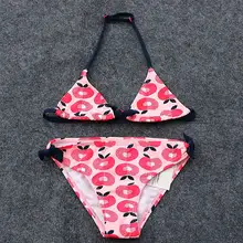 Купальник для девочки дети фрукты две детали с принтом детская одежда для купания комплект бикини для девочек Холтер Топ Купальники Одежда