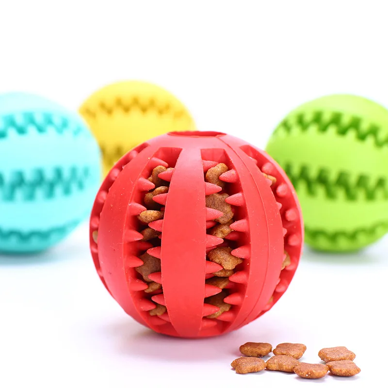 

New Pet Dog Treat Trainning Chew Sound Food Dispenser Toy Tooth Cleaning Squeaky Ball Bite Resistant Toy Ball for Pet