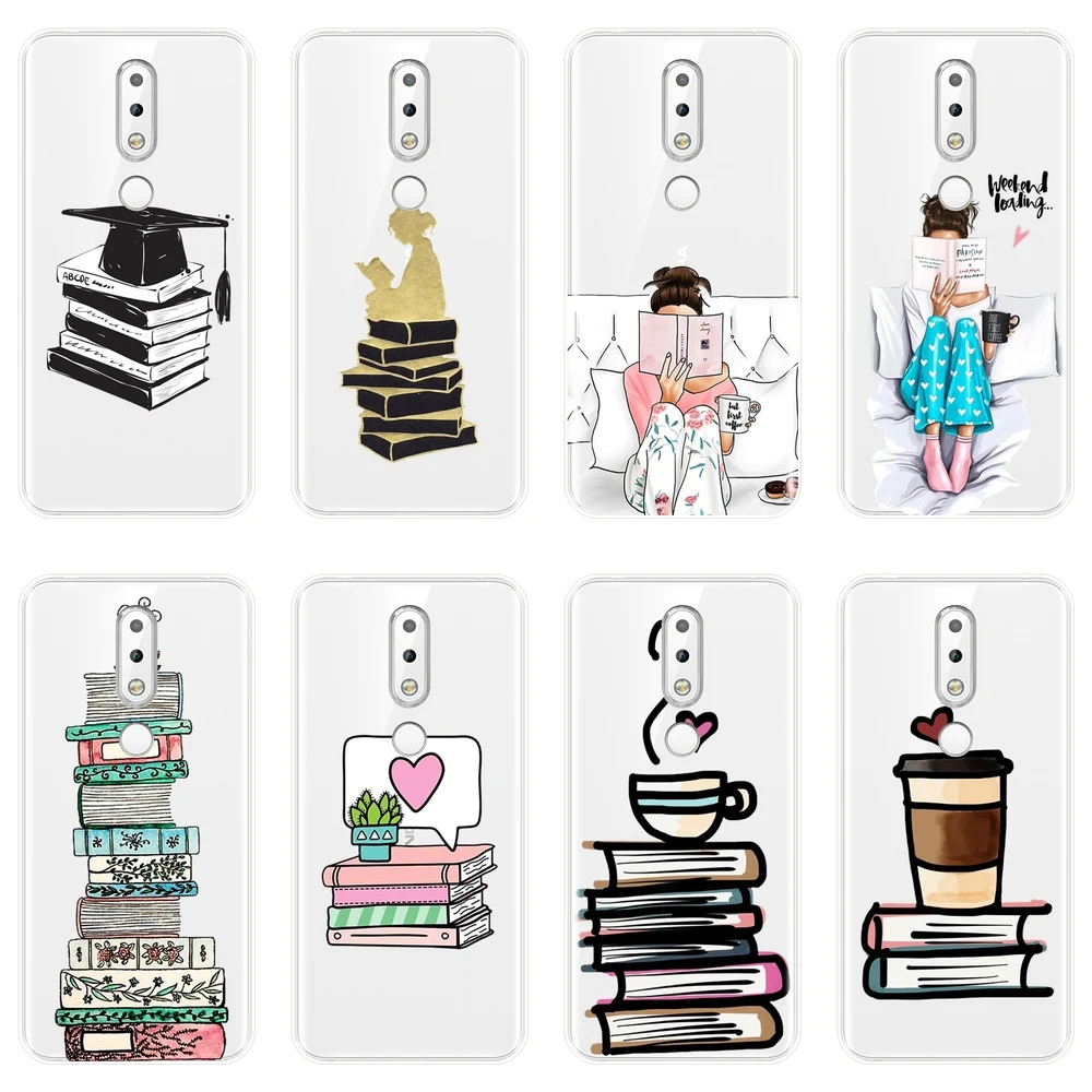 Силиконовый чехол для телефона Nokia 7 1 6 5 3 2 Plus Book Girl Heart Coffee мягкая задняя крышка