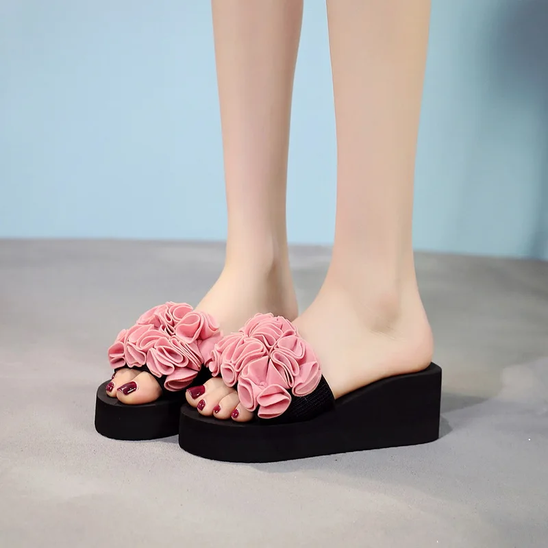 

Oeak Shoes Woman Torridity Fashion Casual Toe Flops -Slip Wedges Beach Slippers