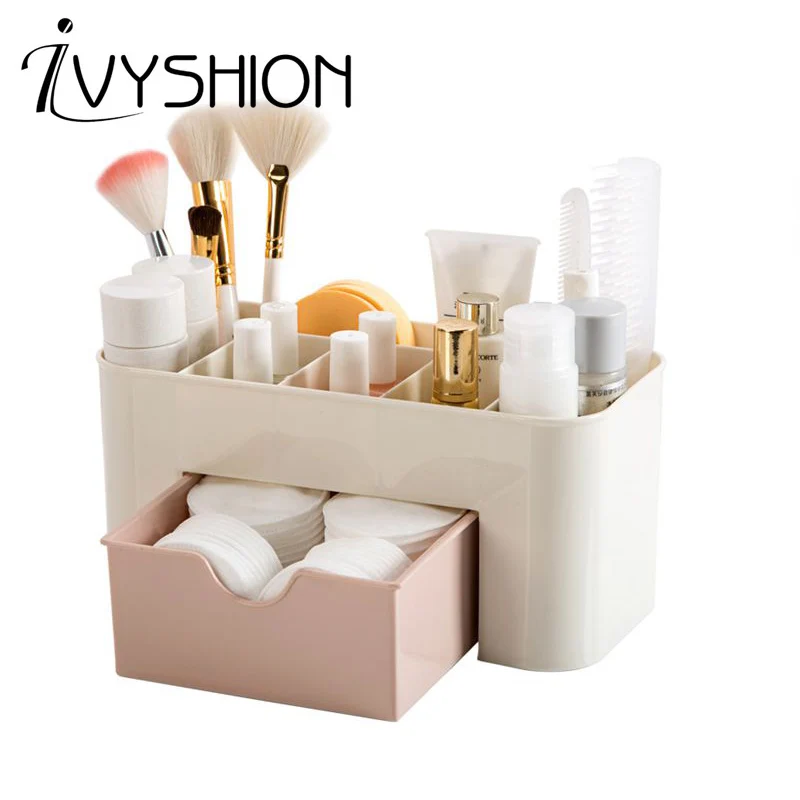 

IVYSHION Plastic 6 Grid Makeup Storage Box Jewelry Organizer Office Storage Desk Lipstick Remote Bathroom Storage Cosmetic Case