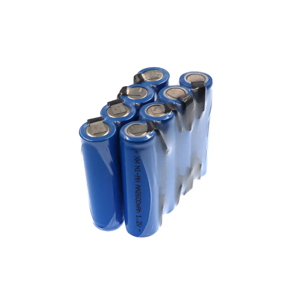 Новинка 1,2 V AA перезаряжаемая батарея 2600mah 2A Ni-MH с шарнирным штифтом паяльный лист электробритва батарея для зубной щетки