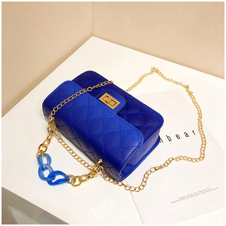 Luxury Women Classic handbag Designer Pink Blue Gradient PU Leather Lingge Shoulder Bag (3)