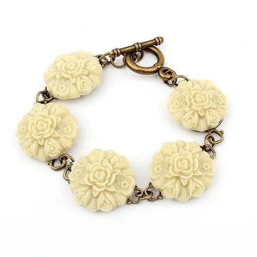 Модные элегантные ретро цветы богатые резиновый браслет с цветочным узором 12 шт./лот