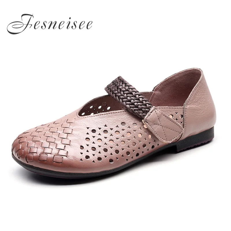 

New Women Flats Soft bottom Handmade Fashion Shoes Woman Genuine Leather Comfortable Loafers Retro Shallow Casual Women Shoes