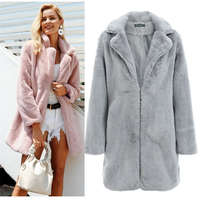 

women faux fur coat streetwear Autumn winter warm plush teddy coat Female plus size overcoat party