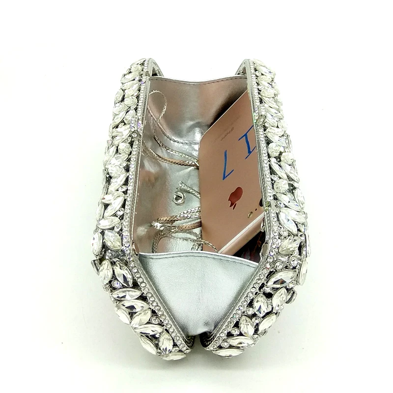 Бутик De FGG женский серебряный клатч с кристаллами вечерние сумки металлический полый ящик Minaudiere сумочка свадебный кошелек Свадебные вечерние клатчи