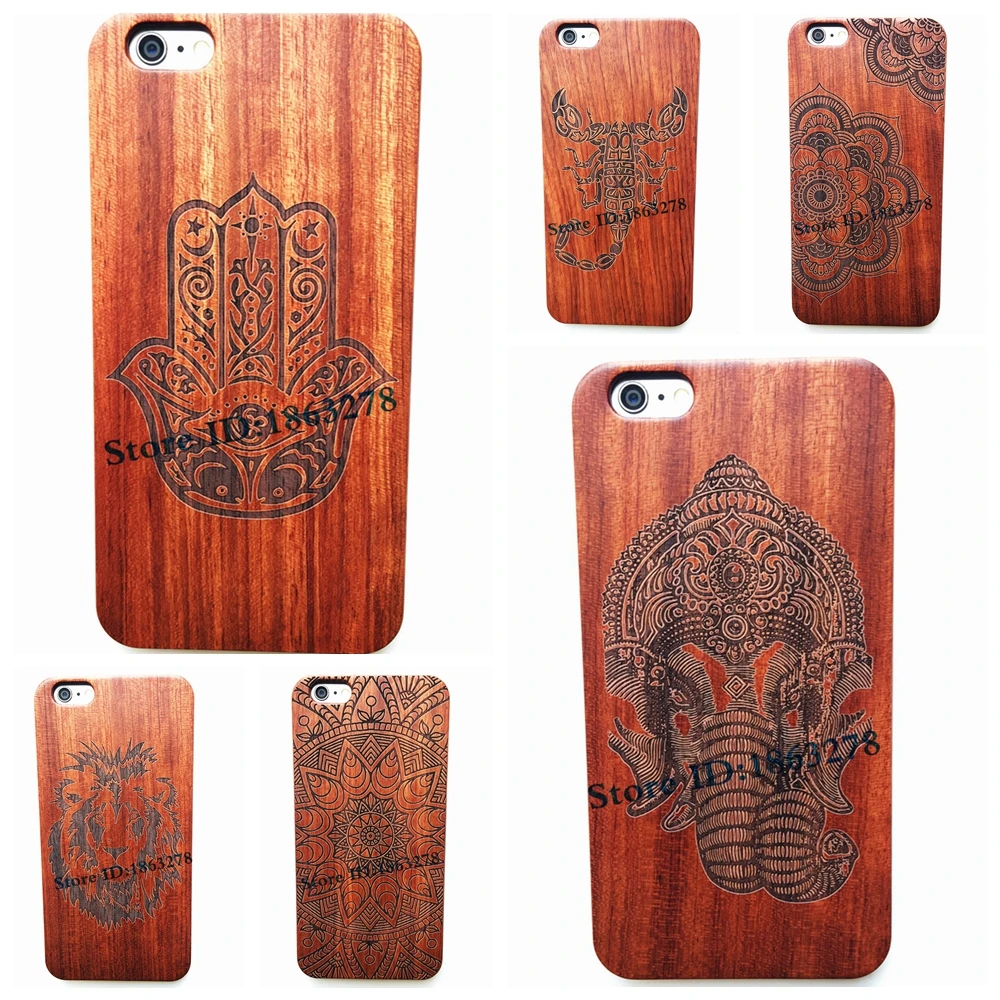 29 стилей Hamsa Hands Design Ganesha бамбуковый Деревянный чехол для телефона Iphone 6 6S 7 Plus 5 5S SE